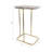 Side Table with Agate Top and Gold Metal Base, C-Shaped End Table for Living Room, Modern Accent Table, 24"-1600334079