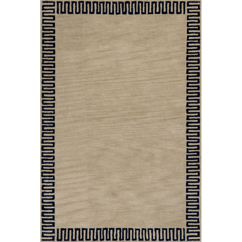 Renata Fleuron Bordered Wool Rug, Rectangle 5' x 8'