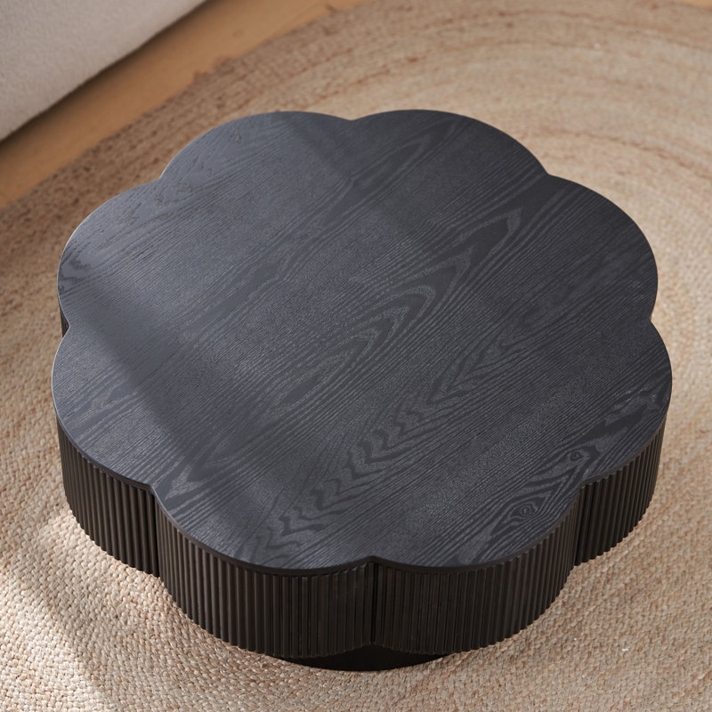 31.50"Modern Flower Shaped Coffee Table, Black