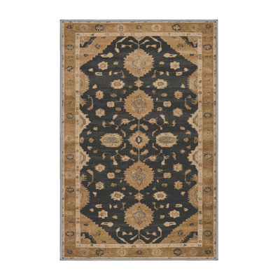 Machine Washable Overdyed Brown Area Rug
