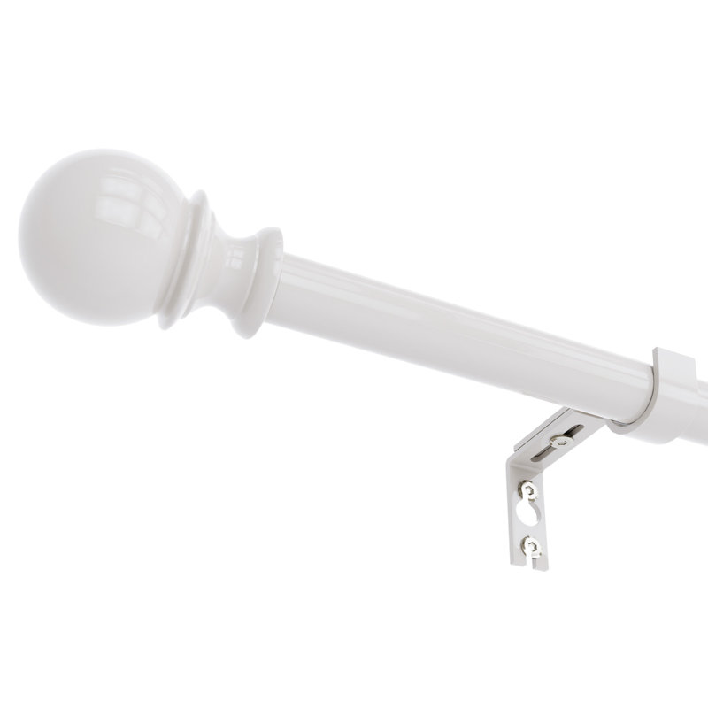 Tringle à rideaux ajustable robuste de 1 po avec embouts sphériques Danikah, 48" - 86", Blanc