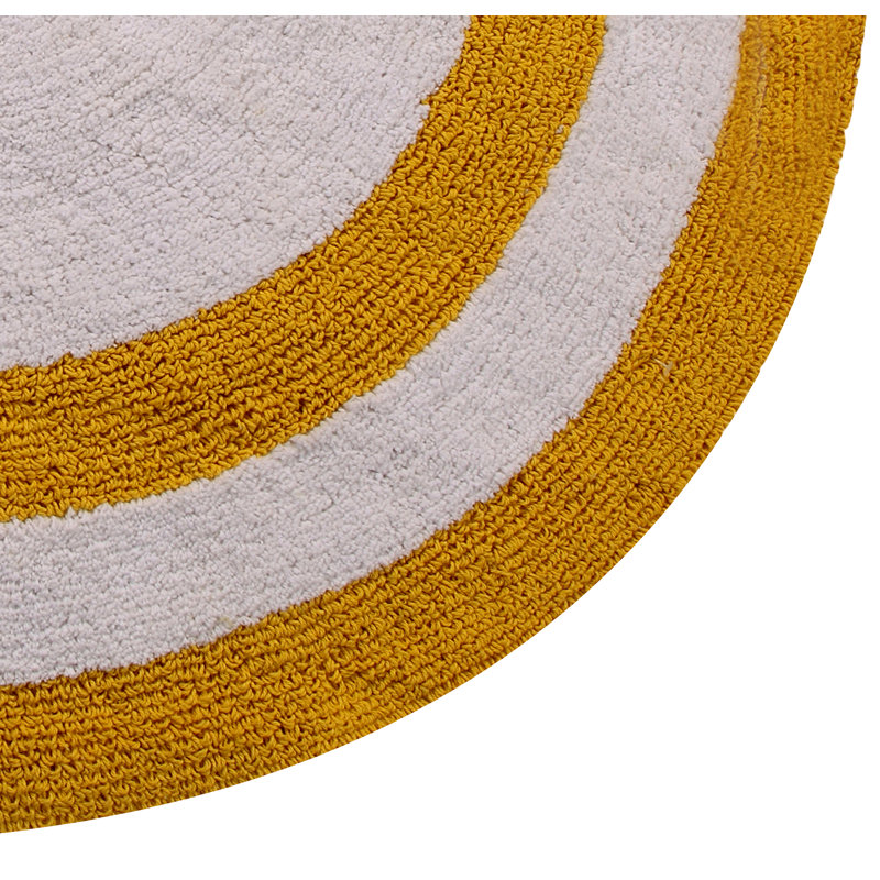 Tapis pour salle de bain 100% coton Manigault, Jaune / blanc