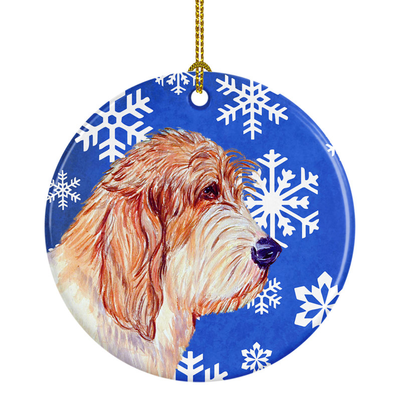 Ornement figurine suspendu en céramique basset griffon bruxellois vendéen