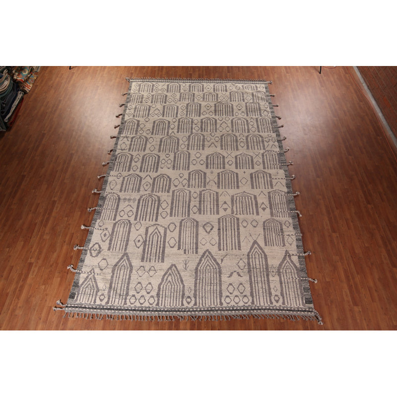 Grand tapis oriental marocain à motif géométrique moderne 10 x 18