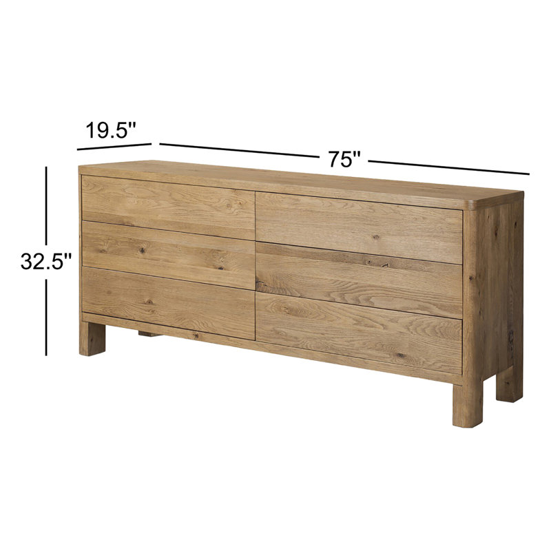Noeline 6 Drawer Dresser-Worn Oak, Worn Oak