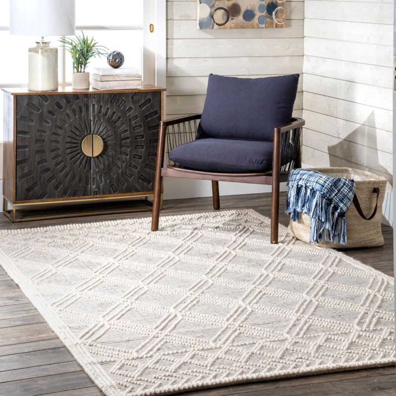 Tapis gris touffeté à la main Cureton, Rectangle 5 pi x 8 pi