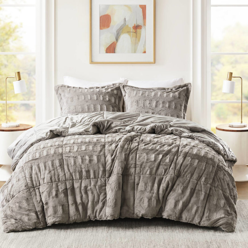 2 pièces d'édredon en fausse fourrure unie simple / simple Xl