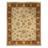 Hand-Knotted High-Quality Cream and Rust Area Rug