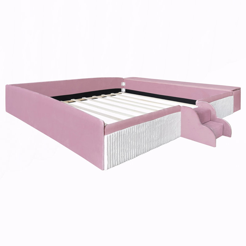 Lit de jour rembourré très grand, King, Pink+White