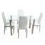 Ensemble de salle à manger 4 pièces 4 chaises en polyuréthane et 1 table en verre