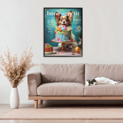 «Bone Appetit Dog», magazine parodique encadré, design par Grotto Studios