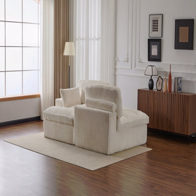 Chaise Sofa Great For Entertaining Guests Double Chaise Lounge Chair Indoor,Oversized Upholstered Sleeper Cloud Couch,Deep Seat Sofa Bed,Sectional Sofa Chaise Love-Seat,Corduroy Reading Chair For Living Room