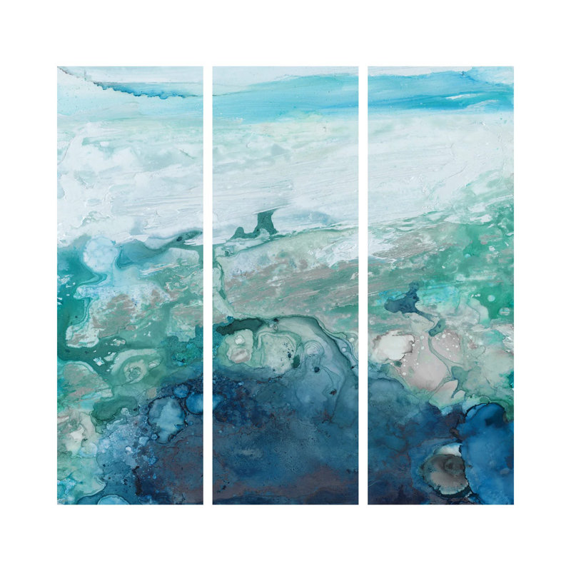 Monde sous les vagues - ensemble d'art mural sur toile tendue (ensemble de 3)