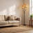 70" 3-Light Rattan Tree Floor Lamp, Black Metal Standing Lamp with 3 Bulbs Included