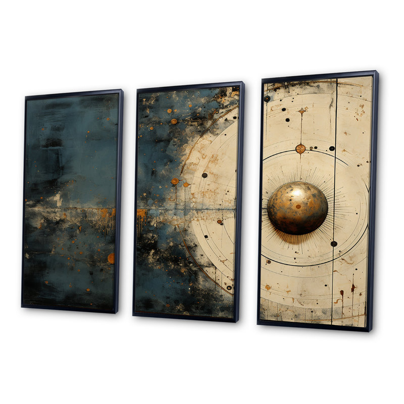 Quintero - Astrologie, ensemble d'art mural, Cadre flottant noir, H 40 po x l 60 po x P 1 po