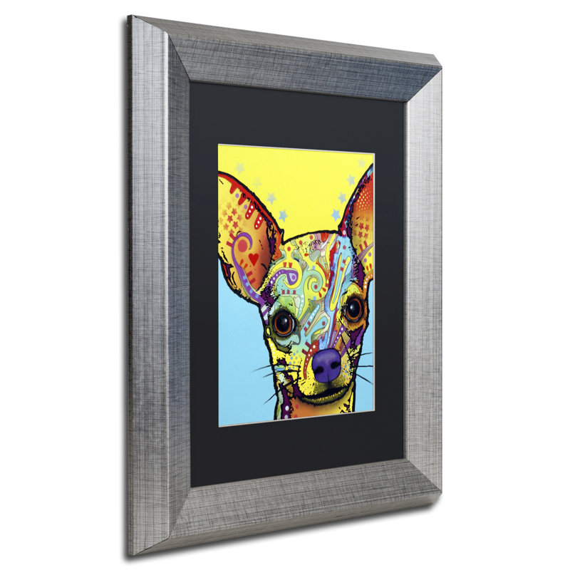 « chihuahua », impression, H 14 po x l 11 po x P 0,5 po, Noir, Cadre argenté