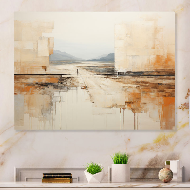 «Abstract Beige Brown Road Collage I» sur, H 16 po x l 32 po x P 1 po