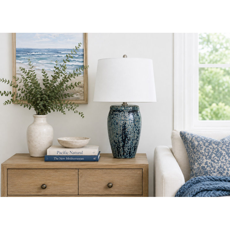 Lampe de table Mesa de 27 po en céramique vert foncé