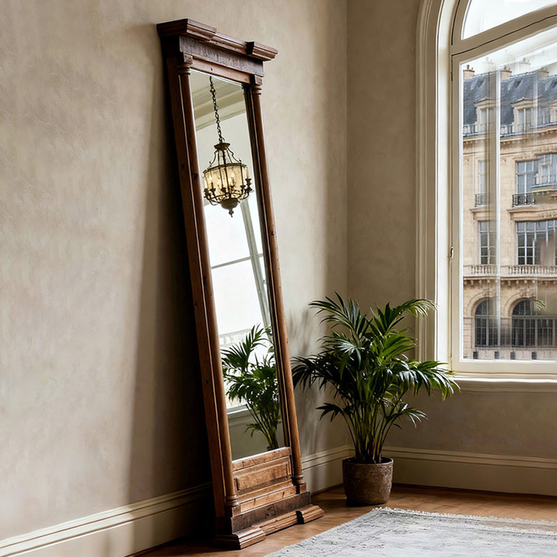 Miroirs pleine longueur rectangulaires en bois massif