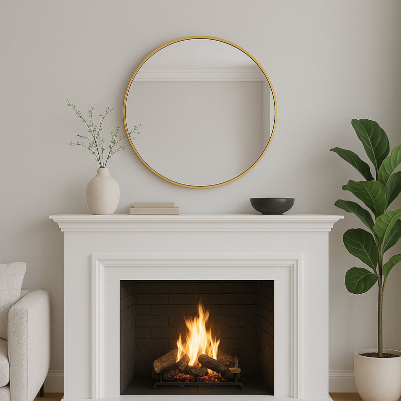 Aluminium Circle Mirror, Gold