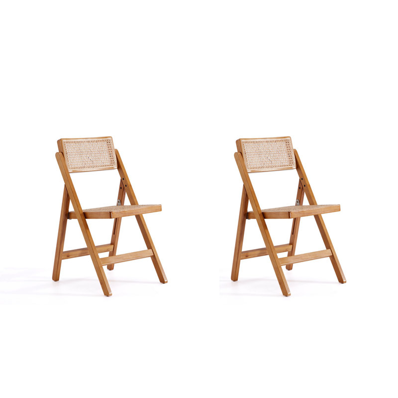 Bromleigh Solid Wood Folding Side Chair, 2, Beige