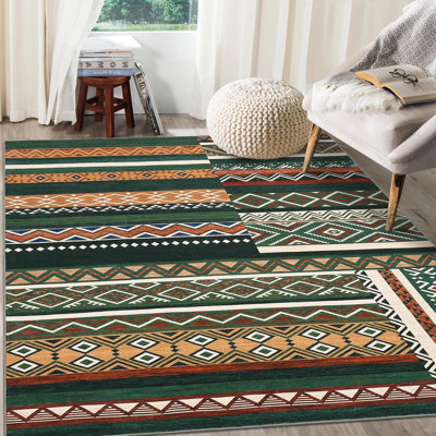 Vintage Patchwork Rug Washable Grey Hallway Non Slip Geometric Carpet Stain Resistant Tribal Soft Mat Low Pile Foldable