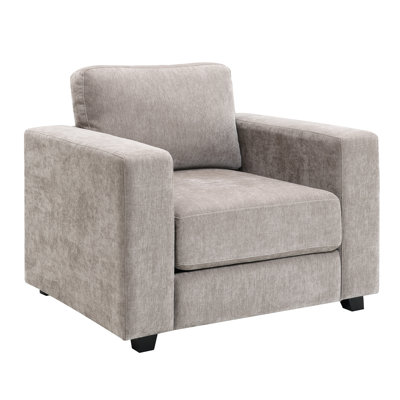 Comfy Upholstered Rv Armchair With Widen Arms, Chenille Fabric, Washable Covers, 7 - Inch Seat, Mid Century Modern For Bedroom, Living Room Reading Chair Upholstery, Seat Cushion, Stable Base