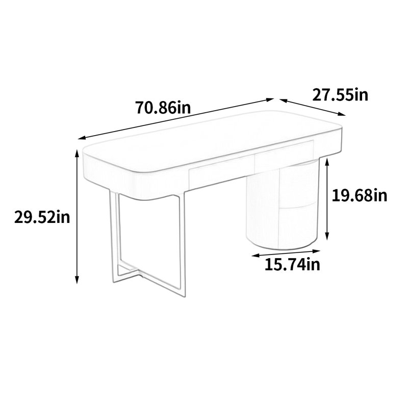 Amicus, H 29,52 po x l 70,86 po x P 27,55 po, Crème, crème