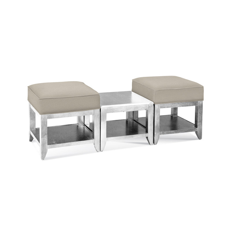 Elements Upholstered Cube Ottoman, Antique Black, Beige Performance Fabric; 0851-73
