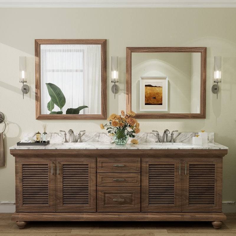 Miroir mural Amara, 36 po x 32 po, Bois brun foncé