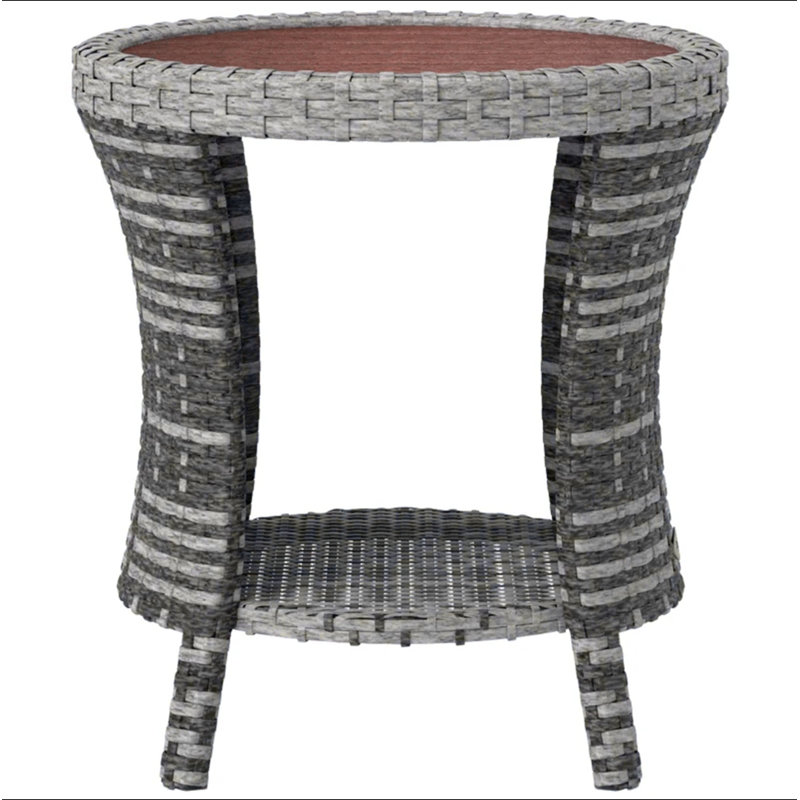 Side Table,Wicker Outdoor Coffee Table, Brown