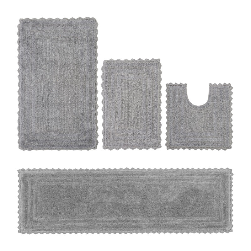 Ensemble de tapis de salle de bain 100% coton touffeté et réversible, très absorbant et très doux lavable à la machine Rasika