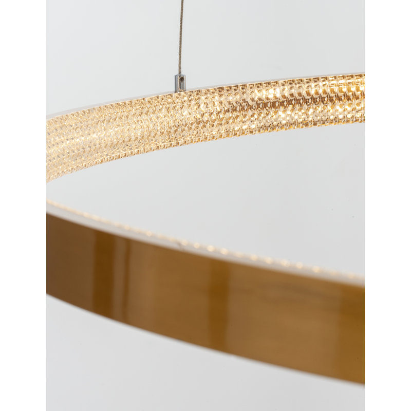 1 - Light Antique Gold LED Crystal Pendant, 4cm H x 110cm W x 110cm D