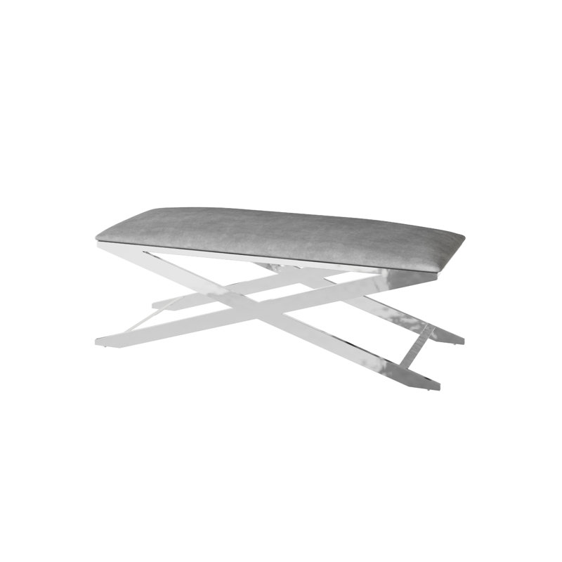 Aston-Lee Velvet Upholstered Bench, Grey