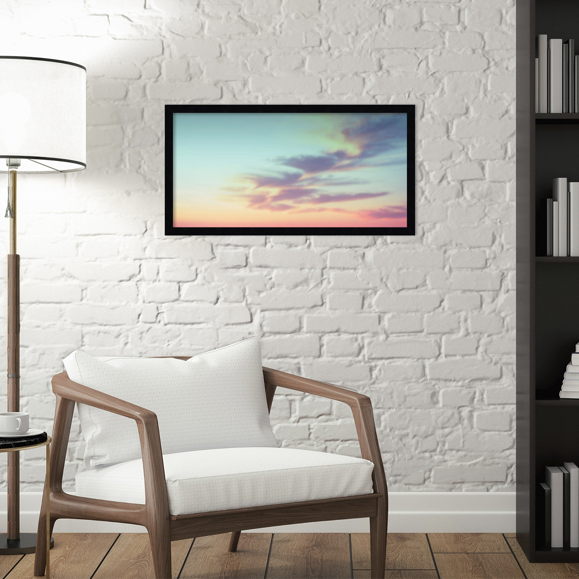 Ethereal Sunset On The Beach Sky Landscape by Stephanie Klatt, Black Framed, 25" W x 13" H x 1" D