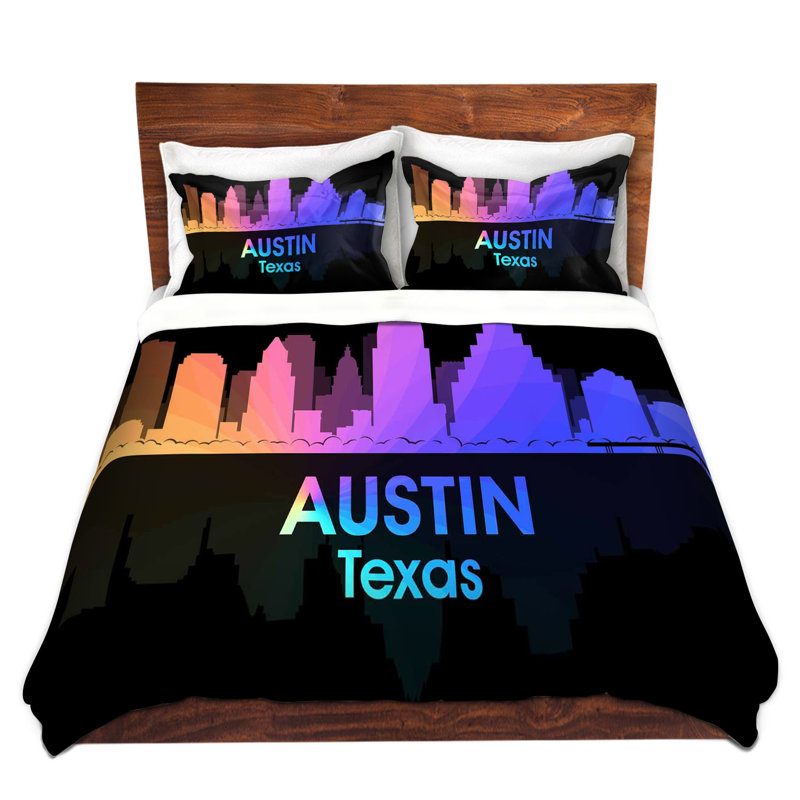 Ensemble de housse de couette city v austin texas, 1 housse de couette grand + 2 taies standards