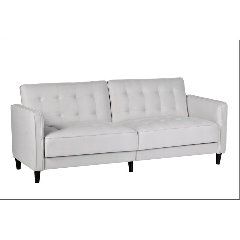 Aliscia Upholstered 81'' Sleeper Sofa, Beige 100% Linen, Tufted 100% Linen