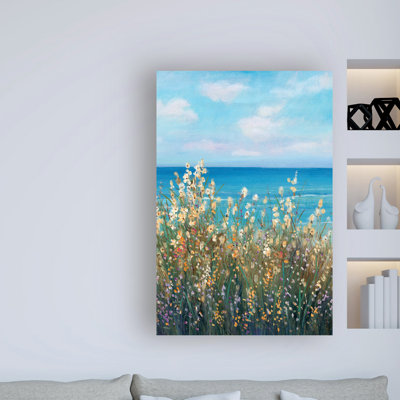 " Wrapped Canvas Wall Art - Tim OToole 'Flowers At The Coast II' Wall Art For Living Room, Bedroom, Or Office Décor - 16x24 " by Timothy O' Toole Painting Print