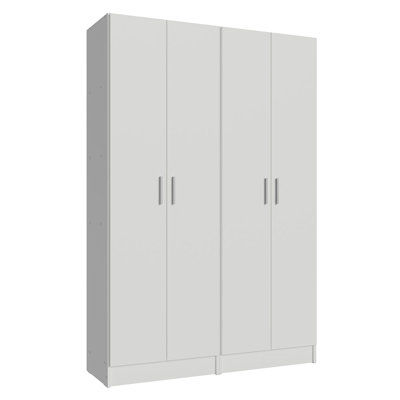 Wardrobe Armoire Closet Pantry Storage Cabinet with 4 Doors and 10 Utility Shelves 47"L Wooden Organization Unit for Bedroom, Office, La by Latitude Run