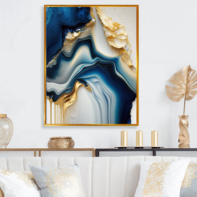 Abstract Geode Gold and Blue Marble II - Print on Canvas