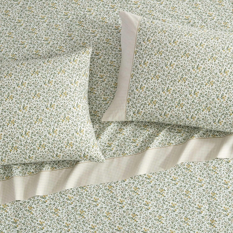 Tierney Green Extra Large Cotton Sheet Set, With Deep Pockets, Oeko-Tex Certified, Breathable, Stylish, And Comfortable.