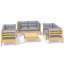 Ensemble de salon de jardin en bois de pin massif gris Vidaxl, tissu (100% polyester)-2146705499-2146705498