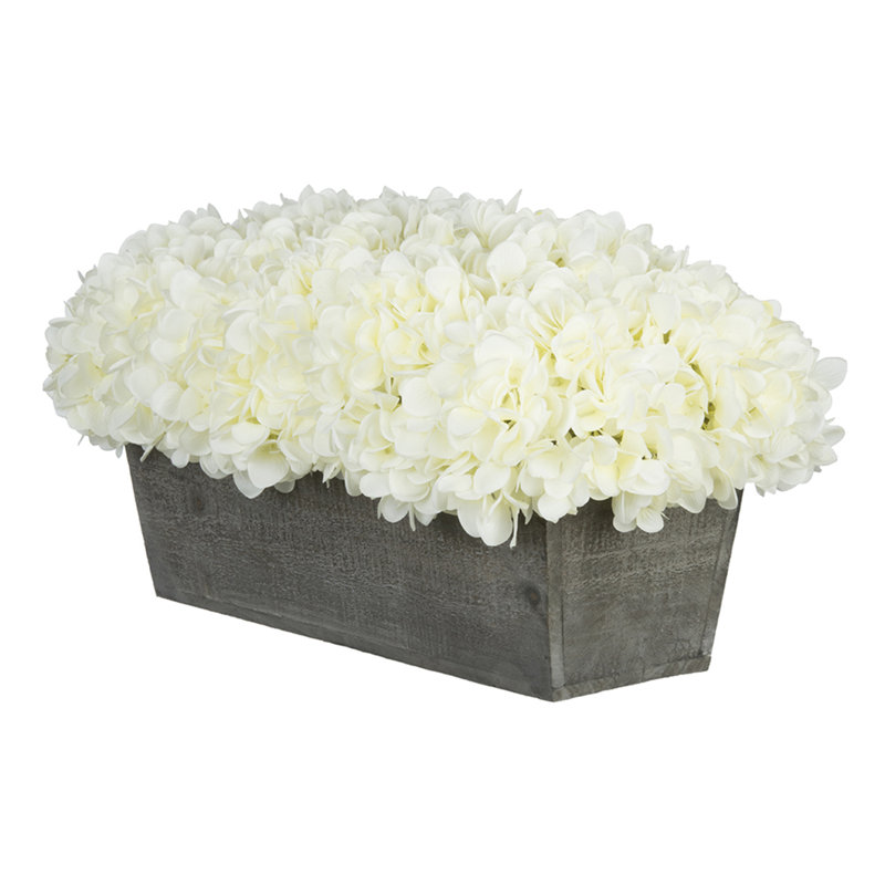 Centre de table hydrangées dans un pot, blanc, Beige