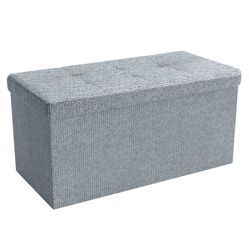 Rudasill 76cm Wide Rectangle Solid Colour Footstool Ottoman with Storage, Grey
