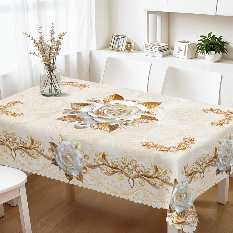 Spring Summer Ellis 152x220cm Rectangular, Flowers Floral Table Cover for Party Picnic Dinner Decor, 86" L x 60" W