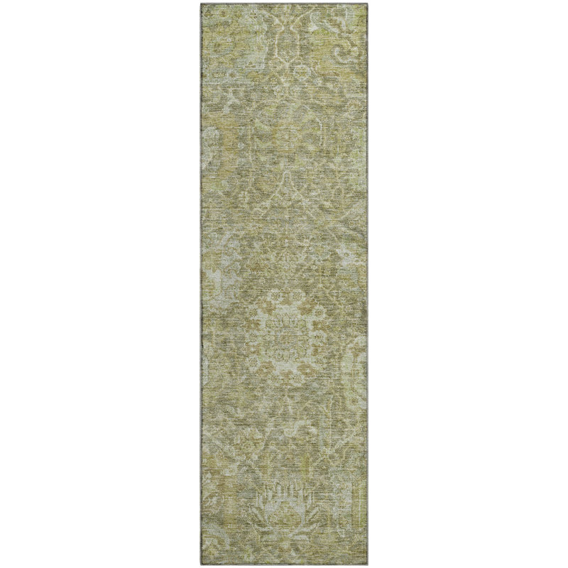 Premium Machine Washable Wayne AMF1101 Damask Rug, Runner 2'3" x 7'6"