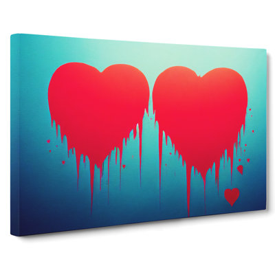 Love Heart Graffiti Art Abstract - Wrapped Canvas