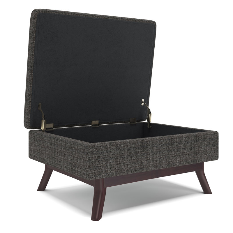 Ebony Tweed Upholstered Lift-Top Storage Ottoman