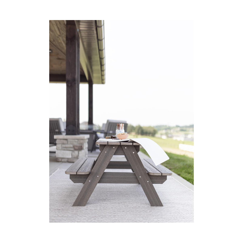 Table de pique-nique rectangulaire pour enfants Berlin Gardens, Smoke Grey Top/Black Base