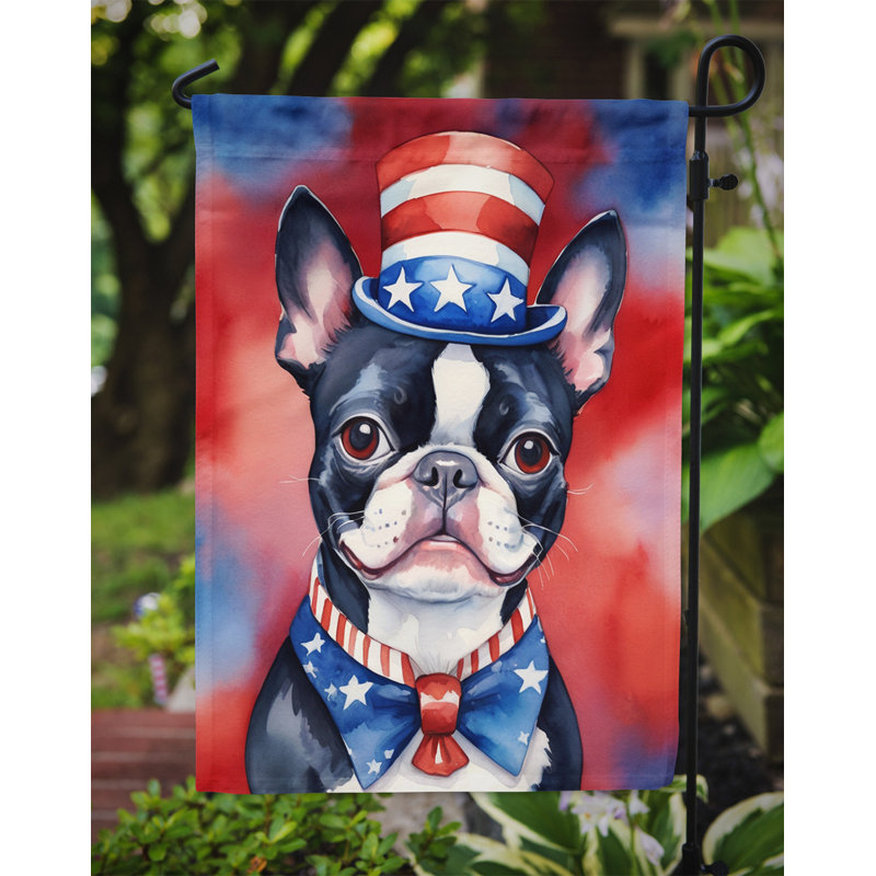 Drapeau patriotique du jardin américain, Boston terrier noir / rouge